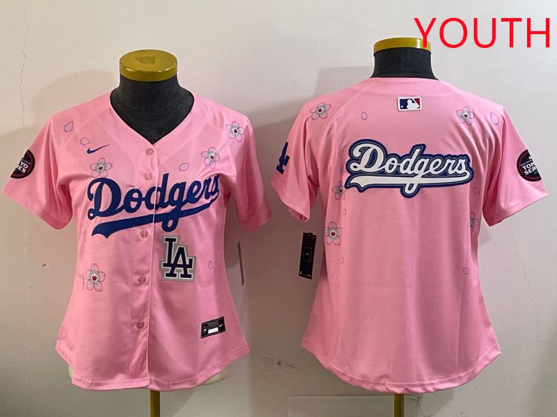 Youth Los Angeles Dodgers Blank Pink Sakura Edition 2025 Nike MLB Jersey style 17